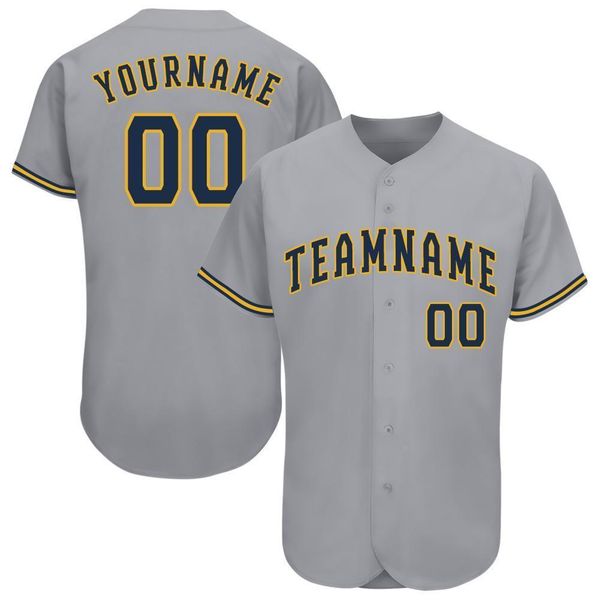 

custom gray navy-gold baseball jersey, Blue;black