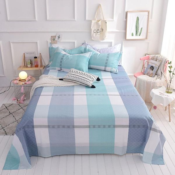 

sheets & sets 100% cotton stripe print flat sheet for children adults single double bed bedsheets (no case) xf731-22