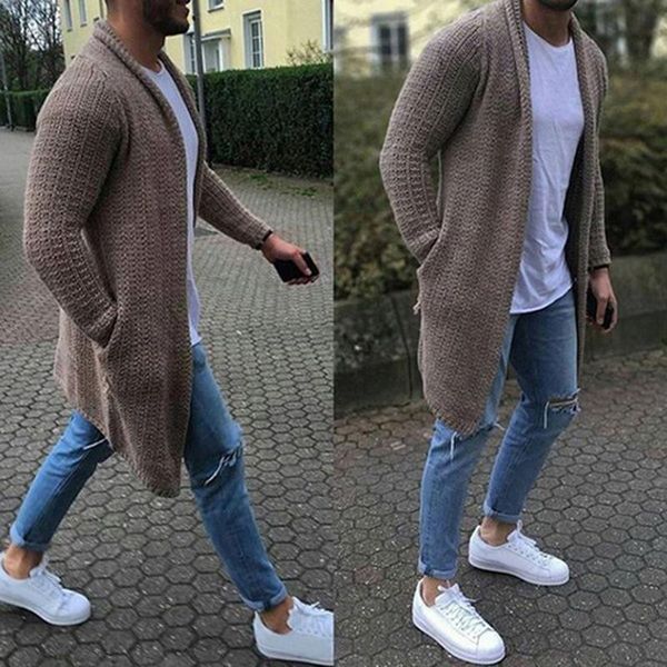 

men's sweaters men fashion long sleeve slim sweater coat 2021 autumn winter simple all-match outerwear casual solid color knitted cardi, White;black