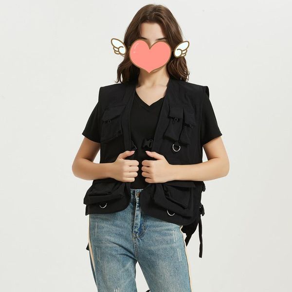 

women's vests function tactical soft vest men women multi-pocket tool multi-function with flexible belt1, Black;white