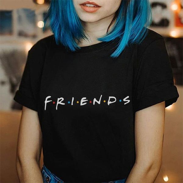 

summer plus size women t shirt friends letter print casual short sleeve harajuku kawaii vogue tee fashion friends tv tshirt, White