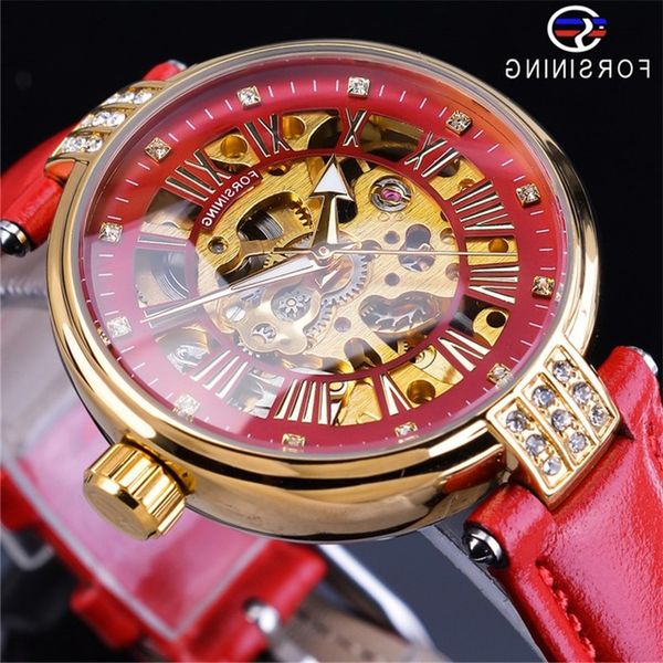 

new luxury women's fashion leisure hollow out movement water drill waterproof automatic mechanical watch gift, Slivery;brown