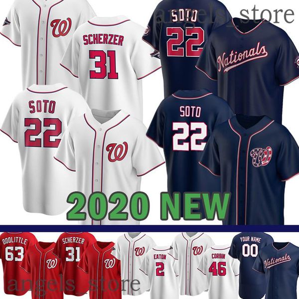 

custom 2020 new nationals stephen strasburg max scherzer adam eaton juan soto patrick corbin daniel murphy howie kendrick anthonyrendon, Blue;black