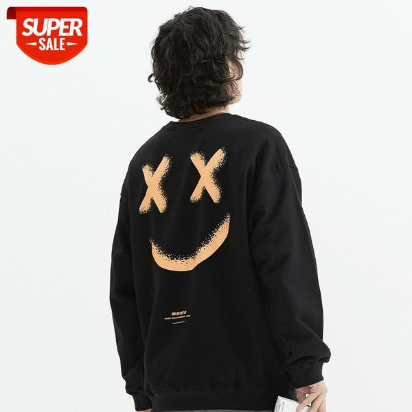 

new western style smiling face printed fashionable men's o-neck sweatshirts hip hop casual long-sleeves outerwear sportwear #wj7r, Black