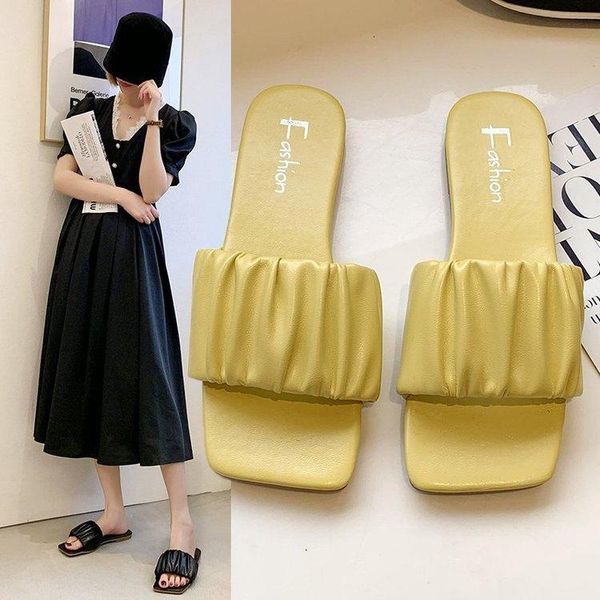 

slippers low fabric hoof heels basic sewing pu rubber, Black