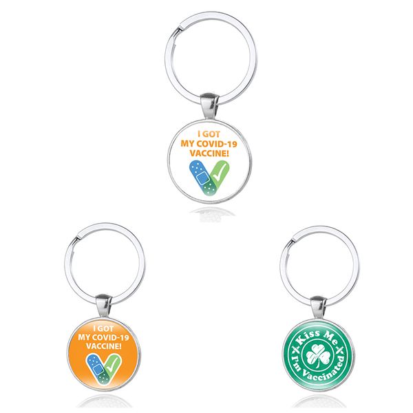 

new design keychain kiss me i'm vaccinated key rings for women men personalized jewelry gift, Slivery;golden