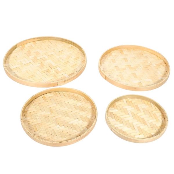 

hand-woven bamboo sieve hand-painted bamboo raft decorative drying pole home shop decoration,fruit baskets,4 pack