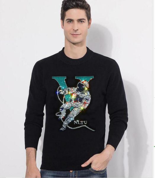 

men's long sleeve rhinestone sweater soft business casual drill 2021 new fashion v8fs, White;black