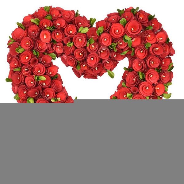 

decorative flowers & wreaths 14 inch valentine's day wood heart-shaped flower wreath for front door wall wedding garden home farmhouse