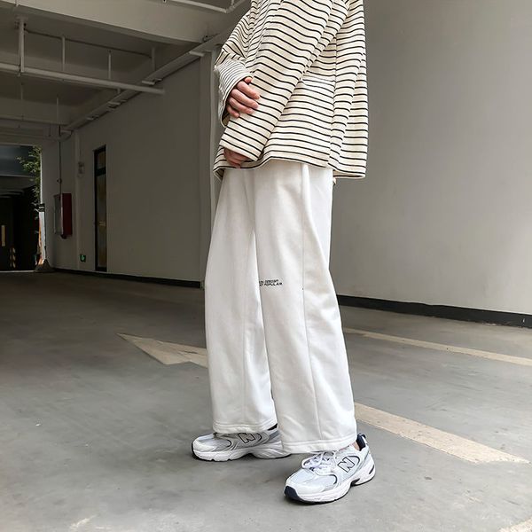

2021 spring sweatpants men's fashion joggers casual men streetwear hip-hop straight wide leg pants mens trousers vdpv, Black