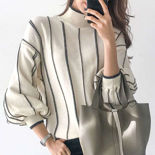 

sweater autumn winter casual high neck nine sleeve, White;black