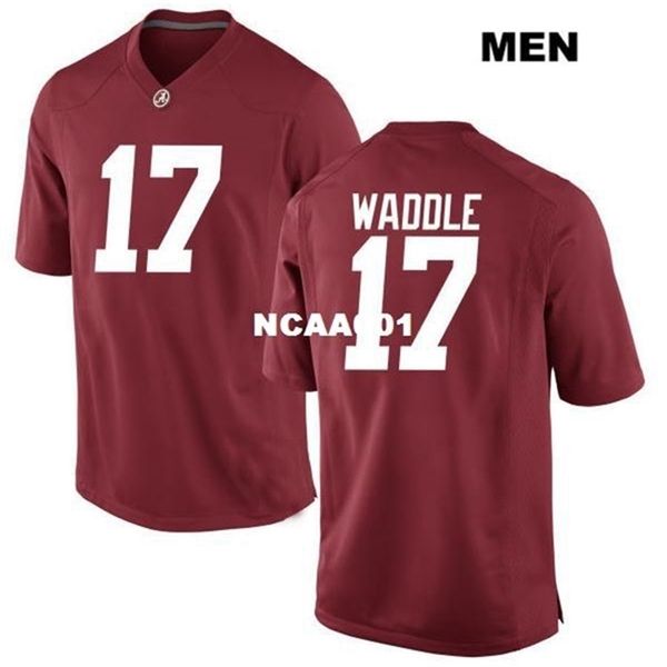 

668 alabama crimson tide #17 jaylen waddle real full embroidery college jersey size s-4xl or custom any name or number jersey, Black