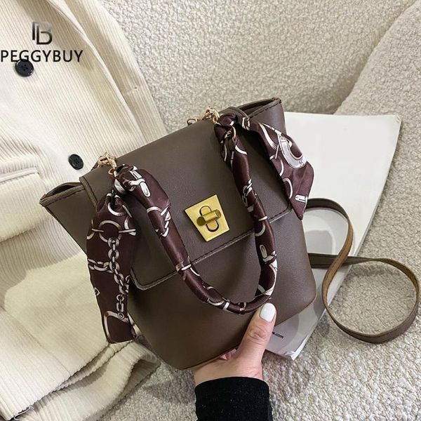 

women fashion pu leather scarves messenger bag strap flap zipper bucket crossbody bag female casual solid color shoulder