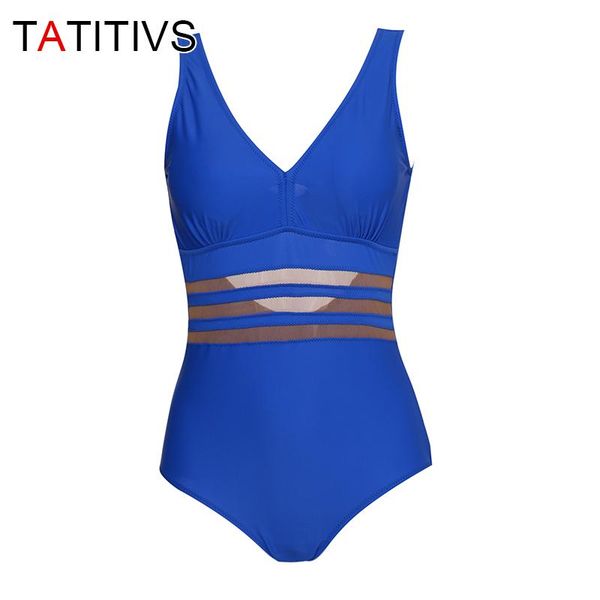 

tatitivs new v-neck mesh swimsuit women one piece swimwear sport bodysuit vintage summer beach bathing suit monokini