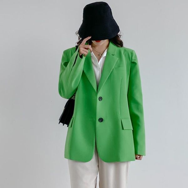 

women's suits & blazers [ewq] high-quality office lady japanese trend student coats fashion tide spring autumn 2021 outwear green blaze, White;black