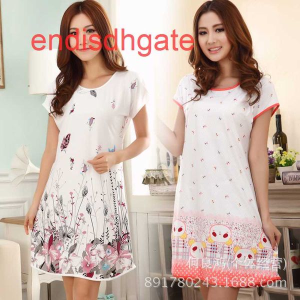 

plus milk silk nightdress summer size women's short sleeve fat mm one piece pajamas sheet, Black;white