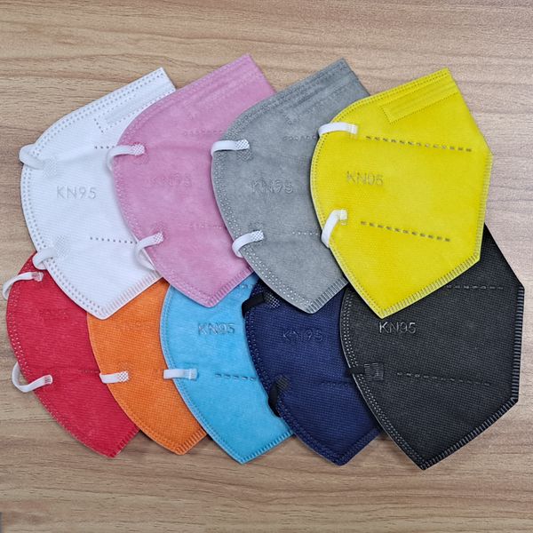 

kn95 face mask dust-proof 5 layers of protection 95% filtration non-woven fabric black white yellow red masks