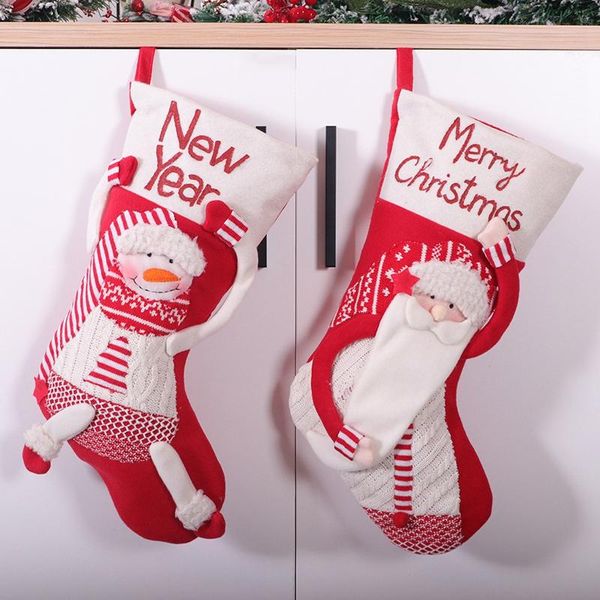 

christmas decorations 2 pcs stockings, xmas fireplace socks candy gift bag tree hanging ornaments decor dancing old man + da