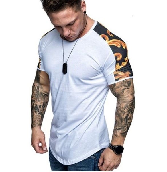 

2020 summer new trend arms printed men's t-shirt, White;black