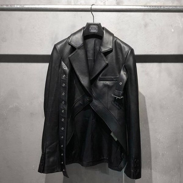 

women's leather & faux yoloagain women asymmetrical design genuine jacket ladies black real sheepskin