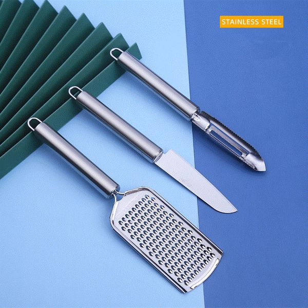 Cozinhar utensílios 3 pce / set Aço inoxidável multifuncional faca de fruta paring faca de peixe escala raspador de cozinha de cozinha gadgets