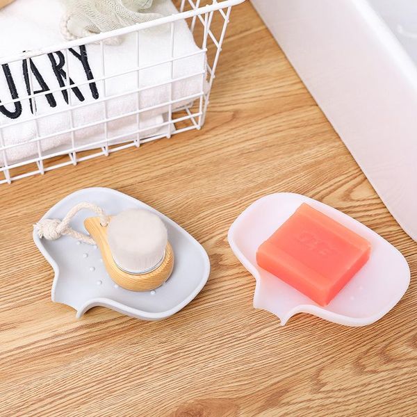 

soap dishes silicone box bathroom holder multifunctional sponge storage rack drain anti-slip dish plate
