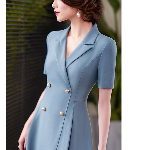 

casual dresses chenyan suit dress waist temperament occupation advanced sense collar g139, Black;gray