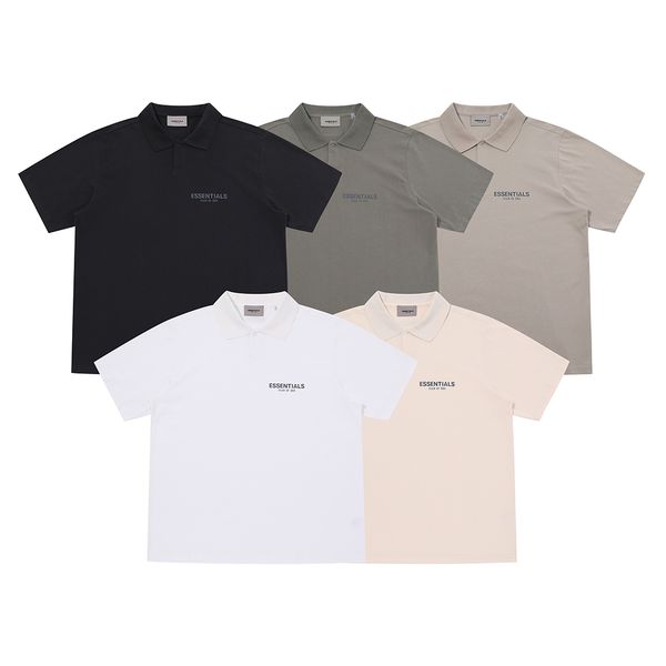 

21ss fear of god essentials reflective logo polo oversize t shirt fog high street short sleeve tee couple women mens fashion shirts, White;black