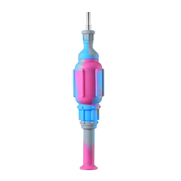 Jogo colorido do coletor do silicone de Hookahs com 10mm 14mm Metal prego mini tubulação de vidro da tubulação de óleo concentra palha