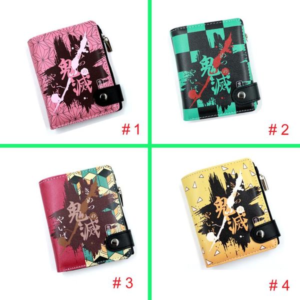 

manga demon slayer: kamado agatsuma zenitsu inosuke nezuko soft button wallet zipper coin card purse, Red;black