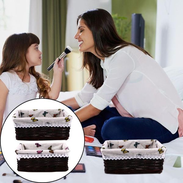 

2pcs wicker sundries storage baskets store home storage containers