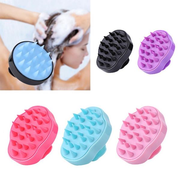 

hair brushes silicone head body scalp massage brush comb shampoo washing shower bath spa slimming, Silver