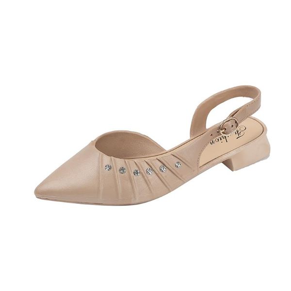 

sandals 2021 summer style women's fashion low-heeled slippers with diamonds, Black