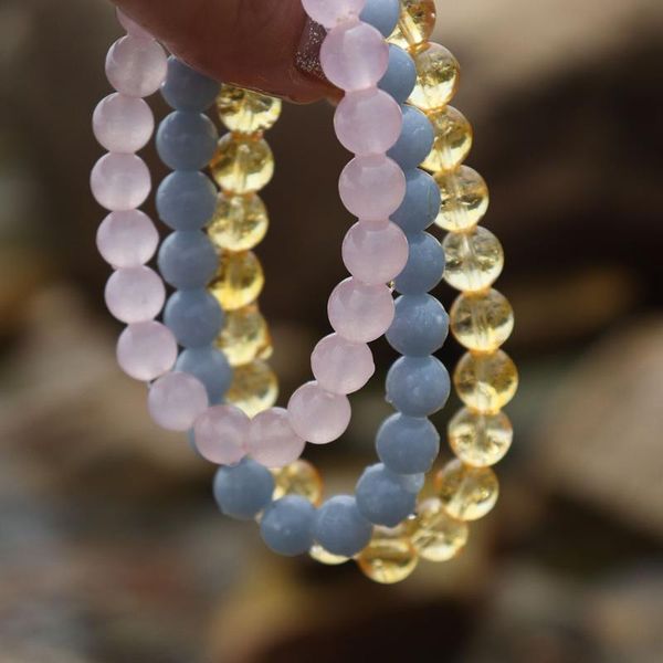 

beaded, strands natural stone bracelets round crystal beads elastic pulsera stretchy bangle fashion jewelry for woman bracelet, Black
