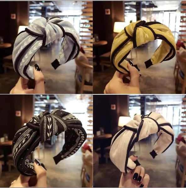 

wholesale pure color women headband cross knot elastic hair bands soft solid girls hairband hair accessories twisted knotted headwrap, Golden;silver