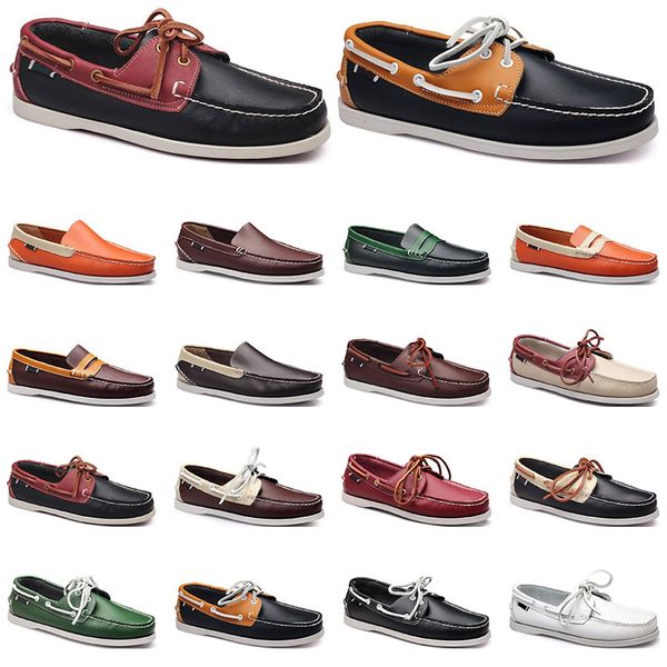 

167 womens sneakers sailing shoe mens casual leather shoes black white red green orange brown outdoor trainers size 38-45