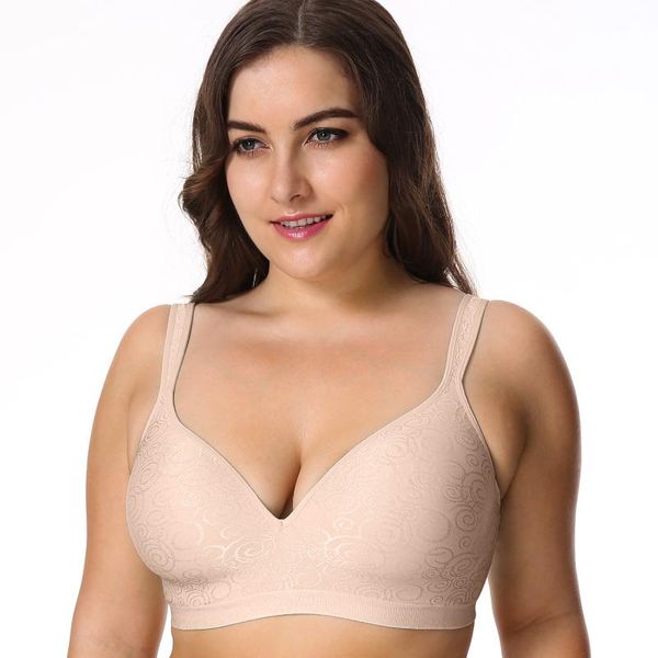 

women's jacquard everyday comfort seamless padded foam contour plus size wire bra, Red;black