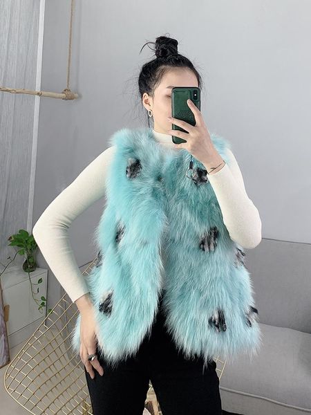 

women's fur & faux autumn and winter vest for women in 2021, Black