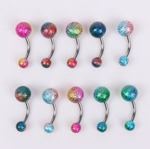 50 adet Takı Belly Button Bar Göbek Vücut Piercing 14g Tasarım Parlatıcı Mix Renkler