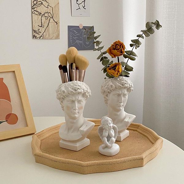

vases nordic style creative portrait vase human head flower decorative storage bucket ornaments resin david office flowers decor