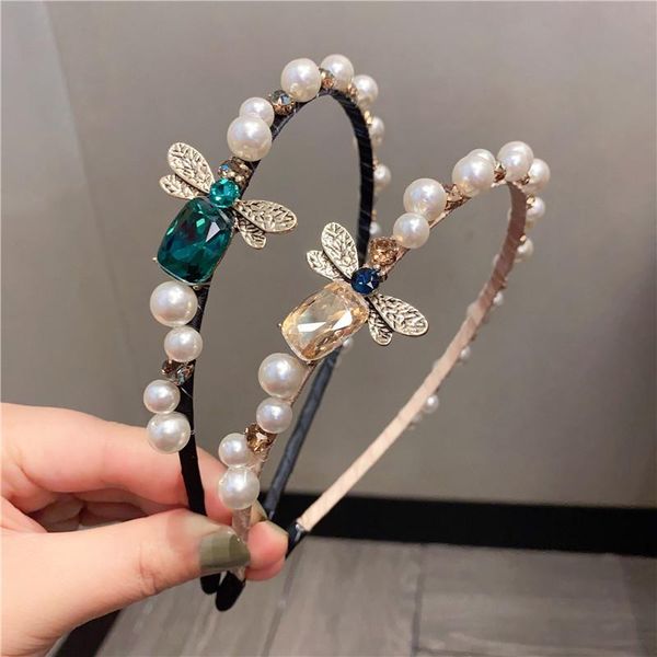 

hair accessories fashion bee headband pearl designer hairbands for women girls crystal rhinestone head hoop band