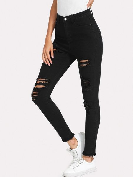

high stretch distressed skinny jeans p0jd#, Blue