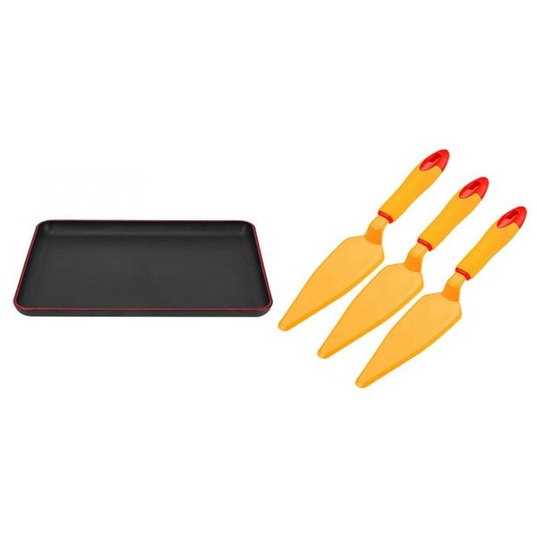 

1 pcs serving tray japanese style rectangular plastic tray & 3pcs abs cake shovel pizza cutter plastic cake shovel