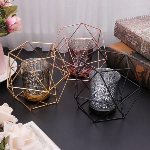 

nordic style 3d geometric candlestick metal candle holder wedding home decor hot