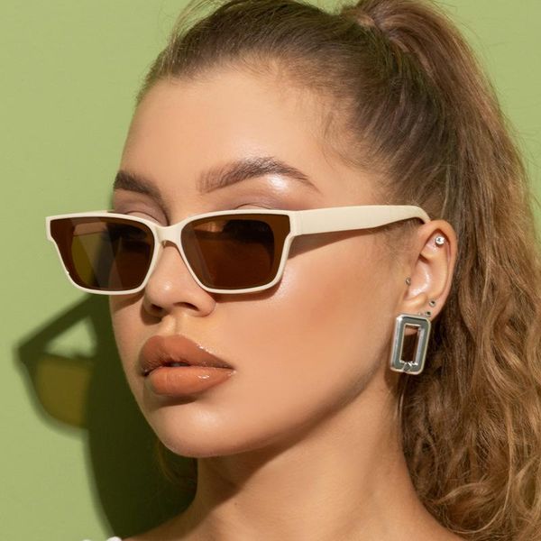 

sunglasses ladies fashion rectangle 2021 trendy brand designer vintage small women men feminino uv400, White;black