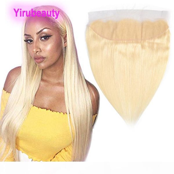 

peruvian human hair straight 13x4 lace frontal with baby hair 613# straight thirteen by four frontal pre plucked blonde color, Black;brown