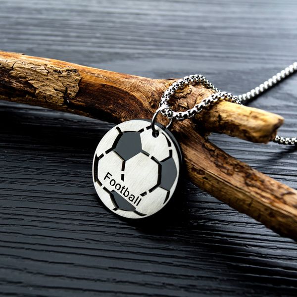 

football pendant stainless steel fitness necklace men's seller, Silver