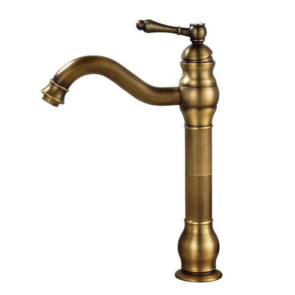 

bathroom sink faucets single hole deck mounted counterfaucet one handle vessel mixing tap antique brass