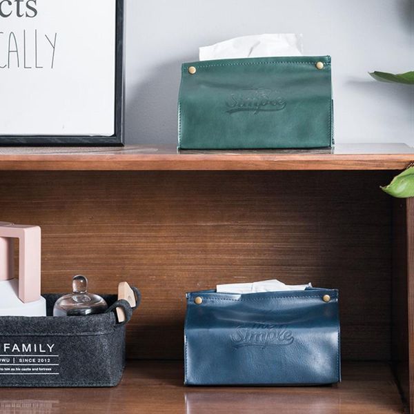 

tissue boxes & napkins pu leather bag kitchen table napkin case home deskvehicle paper towel box lady cosmetic tools storage bags