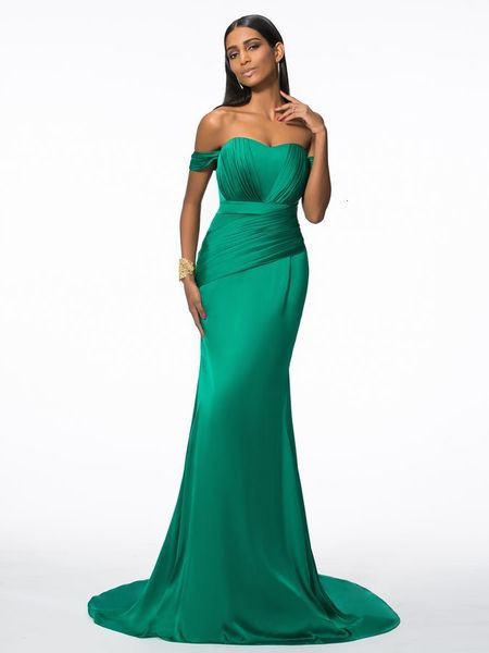 

green 2021 new off the shoulder pleats long african evening es women mermaid formal prom gown robe de soriee aeo6, Black;red